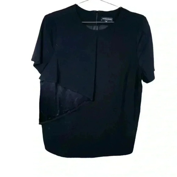 Universal Standard Black Short Sleeve Ruffle Front Top‎ - Picture 1 of 8